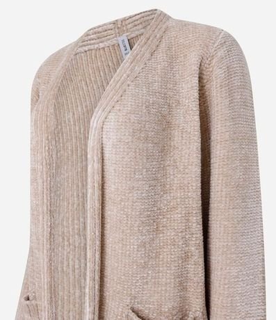 Cardigan Alargado en Chenille Canalé con Bolsillos Delanteros 6