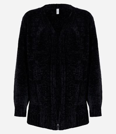 Cardigan Alargado en Chenille Canalé con Bolsillos Delanteros 5