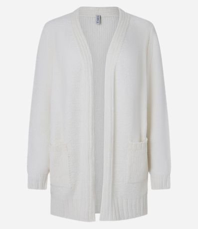 Cardigan Alargado en Chenille Canalé con Bolsillos Delanteros 4