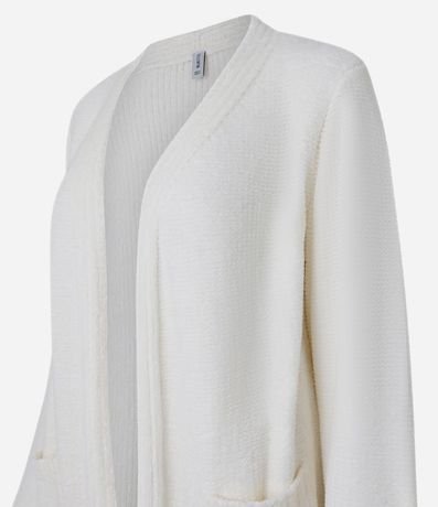 Cardigan Alargado en Chenille Canalé con Bolsillos Delanteros 5