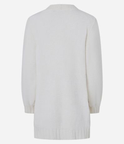 Cardigan Alargado en Chenille Canalé con Bolsillos Delanteros 6