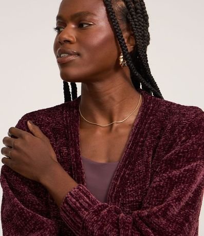 Cardigan Alargado en Chenille Canalé con Bolsillos Delanteros 3