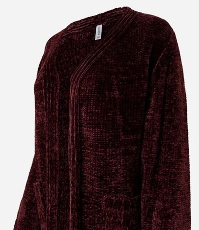 Cardigan Alargado en Chenille Canalé con Bolsillos Delanteros 5