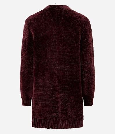 Cardigan Alargado en Chenille Canalé con Bolsillos Delanteros 6