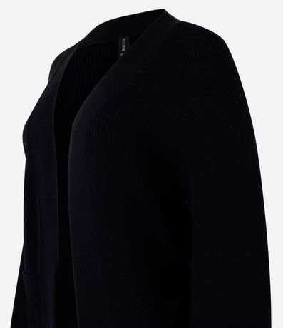 Cardigan alargado en Punto con Bolsillos y Manga Abullonada 2