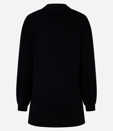 Cardigan alargado en Punto con Bolsillos y Manga Abullonada 3