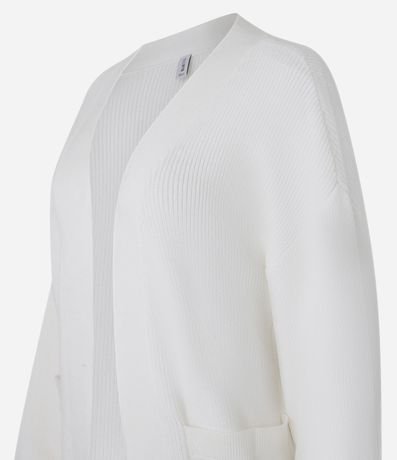 Cardigan alargado en Punto con Bolsillos y Manga Abullonada 2