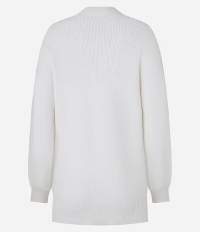 Cardigan alargado en Punto con Bolsillos y Manga Abullonada 3