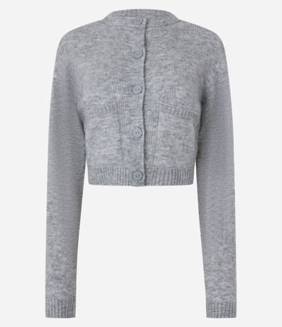 Cardigan Cropped en Punto con Bolsillos y Botones Delanteros 4