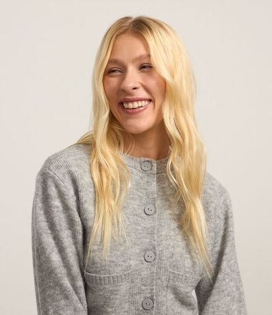 Cardigan Cropped en Punto con Bolsillos y Botones Delanteros 3