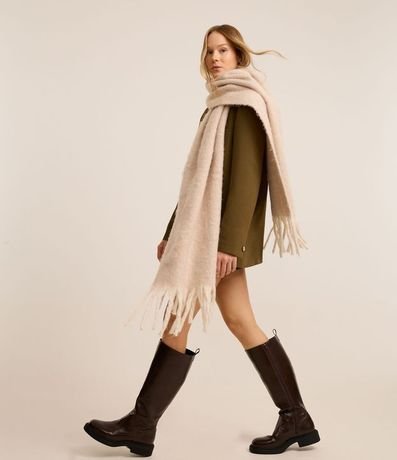 Bufanda en Fleece con Franjas y Textura Felpuda