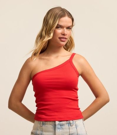 Blusa de un Hombro en Rib con Textura Leve