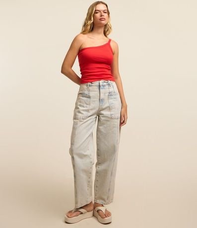 Blusa de un Hombro en Rib con Textura Leve 2