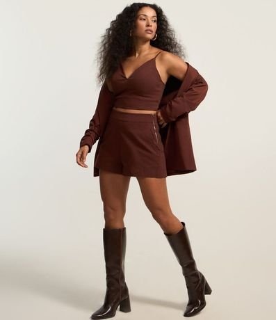 Blusa Cropped Corset en Bengalina con Escote V 6