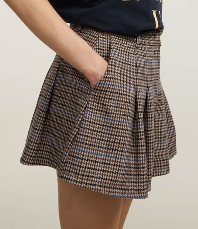 Short Pollera Plissada con Viscosa y Estampa de Cuadros 4