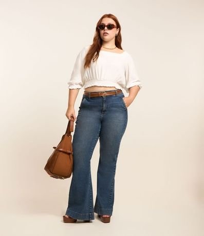 Blusa en Twill con Mangas Abullonadas Curve & Plus Size 2