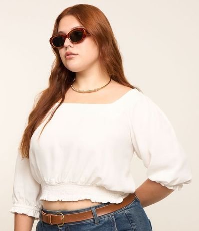 Blusa en Twill con Mangas Abullonadas Curve & Plus Size 4