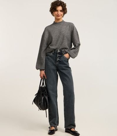 Suéter Corto en Punto con Cuello Alto 2