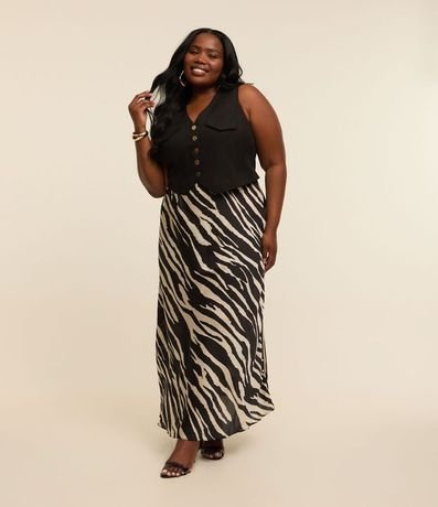 Pollera Larga Satinada Animal Print Curve & Plus Size 1