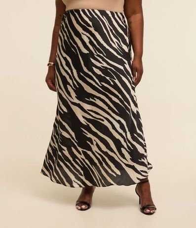 Pollera Larga Satinada Animal Print Curve & Plus Size 2