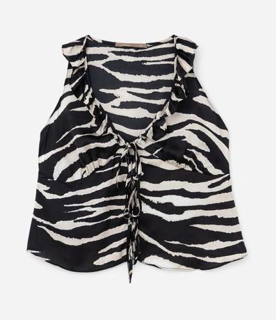 Blusa en Crepé Animal Print con Volados Curve & Plus Size 5