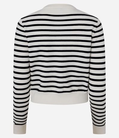 Cardigan Corto en Punto Listrado y Botones Delanteros 3