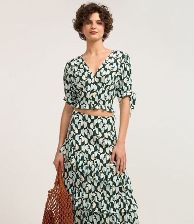 Pollera new Midi Crepé con Volados y Estampa Tucanos 2