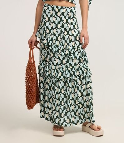 Pollera new Midi Crepé con Volados y Estampa Tucanos 3