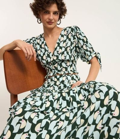 Pollera new Midi Crepé con Volados y Estampa Tucanos 5