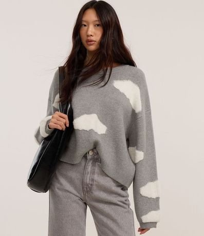 Suéter en Punto con Estampa de Nubes 3