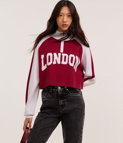 Suéter en Punto con Cremallera con Estampa London
