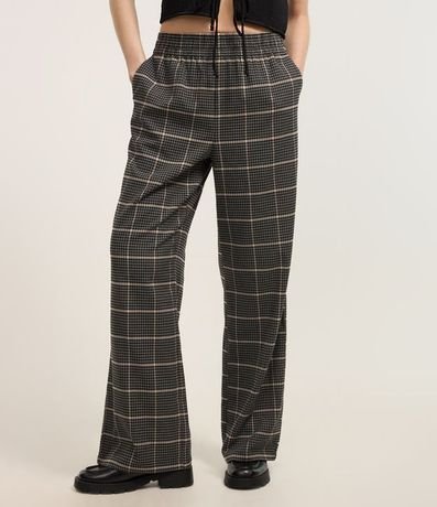 Pantalón Pantalona en Polivelour Flanelado y Estampada de Cuadros 3