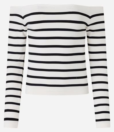 Blusa en Poliamida Seamless Rayada y con Escote Hombro a Hombro 4