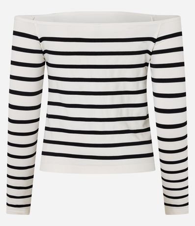 Blusa en Poliamida Seamless Rayada y con Escote Hombro a Hombro 5
