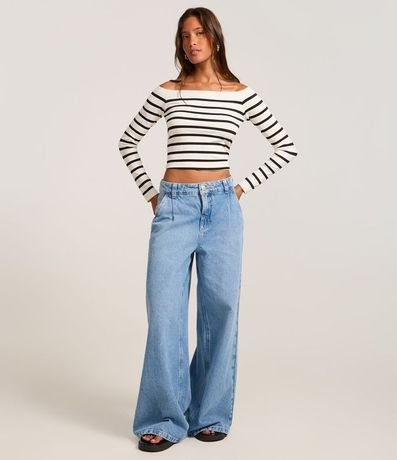 Blusa en Poliamida Seamless Rayada y con Escote Hombro a Hombro 2