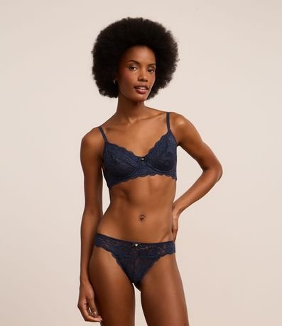 Bombacha Bikini Hilo en Encaje Floral con Moña en la Cintura 2
