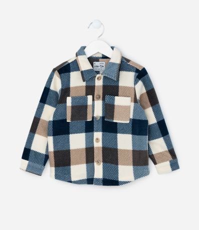 Camisa Infantil en Fleece con Estampa de Cuadros y Bolsillos - Talle 1 a 5 años