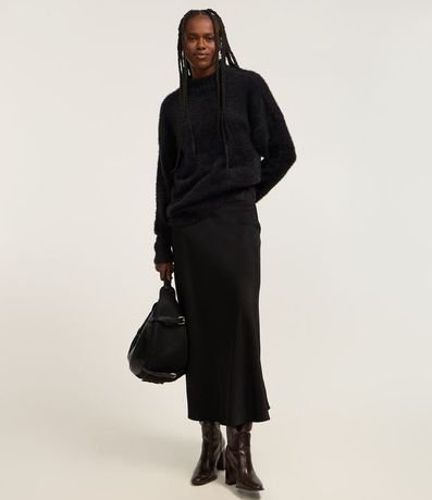 Suéter Slim Alargado en Punto con Pelitos 2