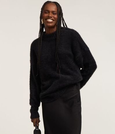 Suéter Slim Alargado en Punto con Pelitos 3