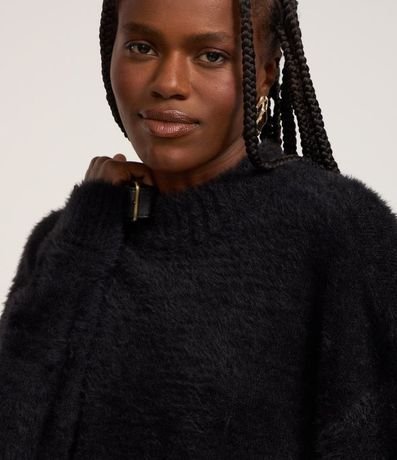 Suéter Slim Alargado en Punto con Pelitos 4