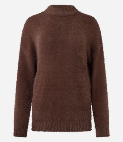 Suéter Slim Alargado en Punto con Pelitos 4