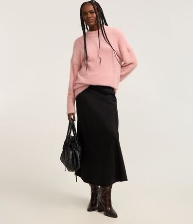 Suéter Slim Alargado en Punto con Pelitos 2