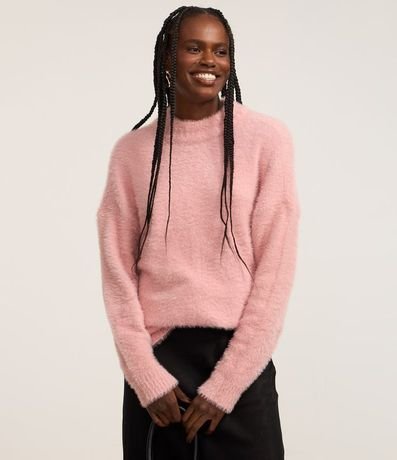 Suéter Slim Alargado en Punto con Pelitos 3