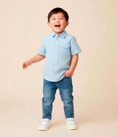 Camisa Infantil en Viscolino con Pequeño Bolsillo - Talle 1 a 4 años