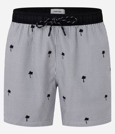 Bermuda en Anaruga con Cintura Elástica Rayas y Bordado de Cocotero 5