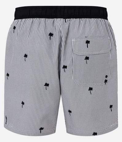 Bermuda en Anaruga con Cintura Elástica Rayas y Bordado de Cocotero 6