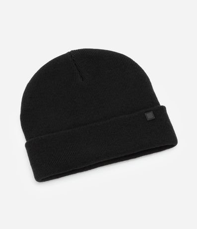 Gorro de Punto con Borde Plegado y Etiqueta Aplicada