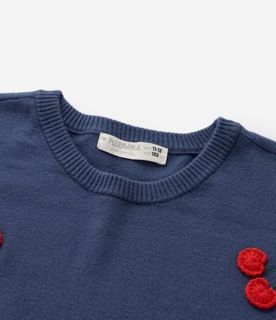 Suéter Infantil en Punto con Bordado Cerezas - Talle 5 a 14 Años 3