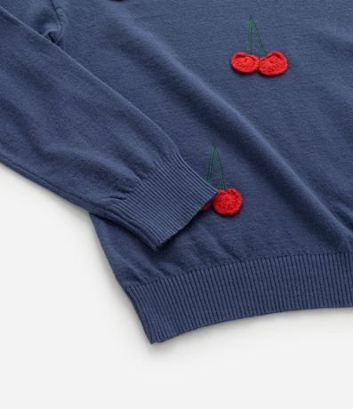 Suéter Infantil en Punto con Bordado Cerezas - Talle 5 a 14 Años 4