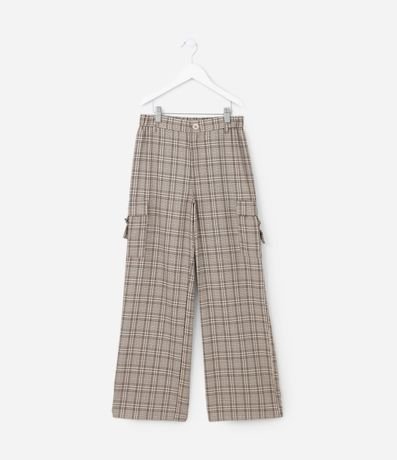 Pantalón Infantil con Bolsillos Cargo y Estampa de Cuadros - Talle 5 a 14 años 1